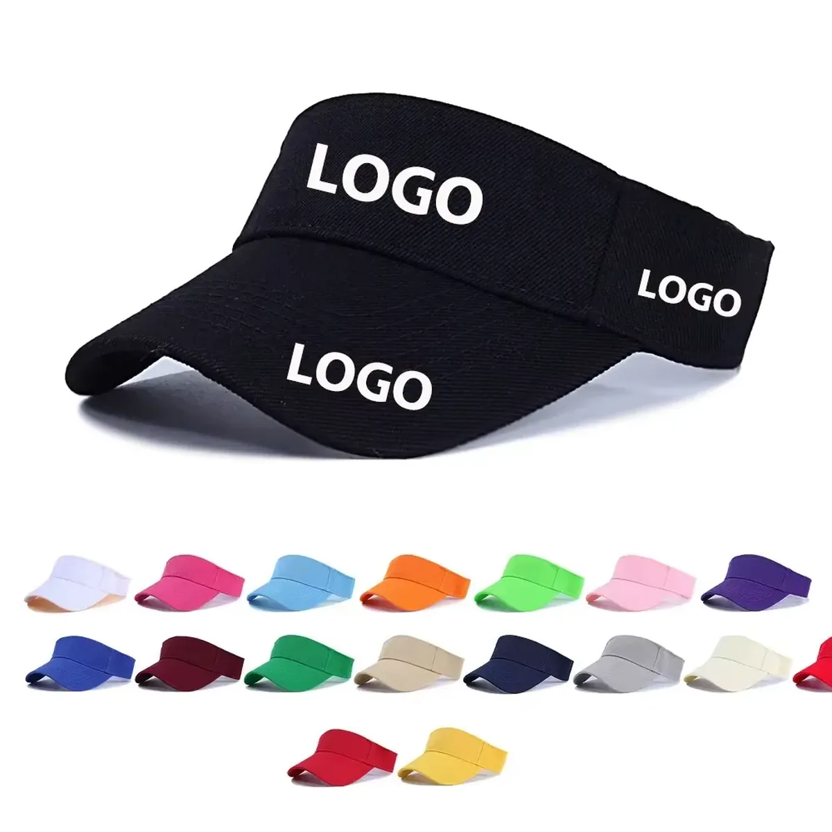 Custom visor with curved brim and front logo area