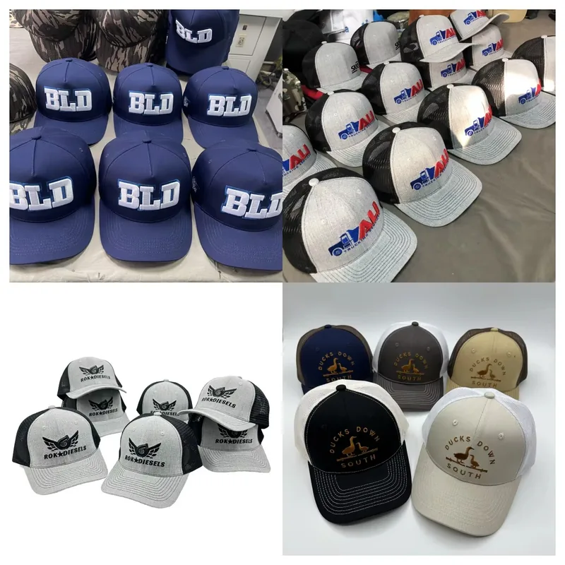 Completed custom cap order with custom decoration