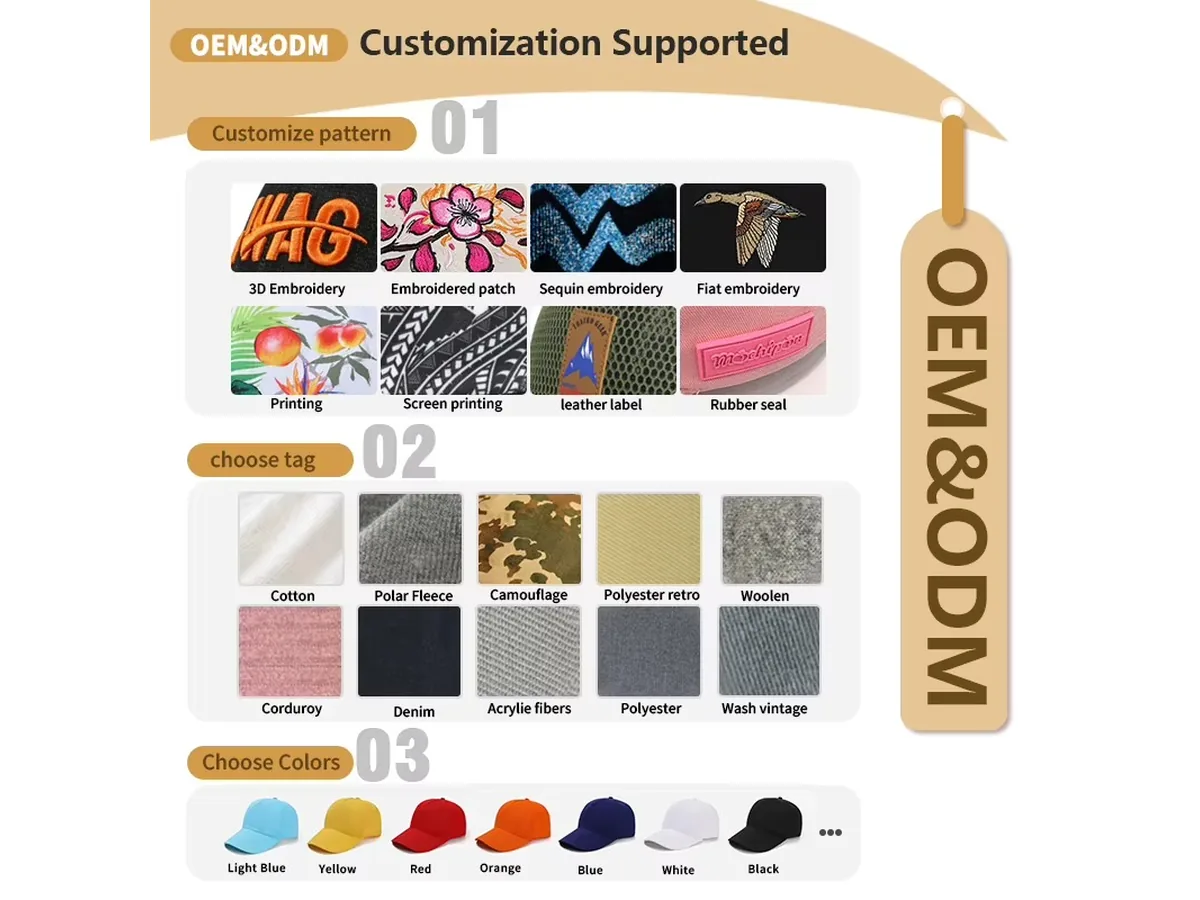3D puff embroidery raised logo on custom hats