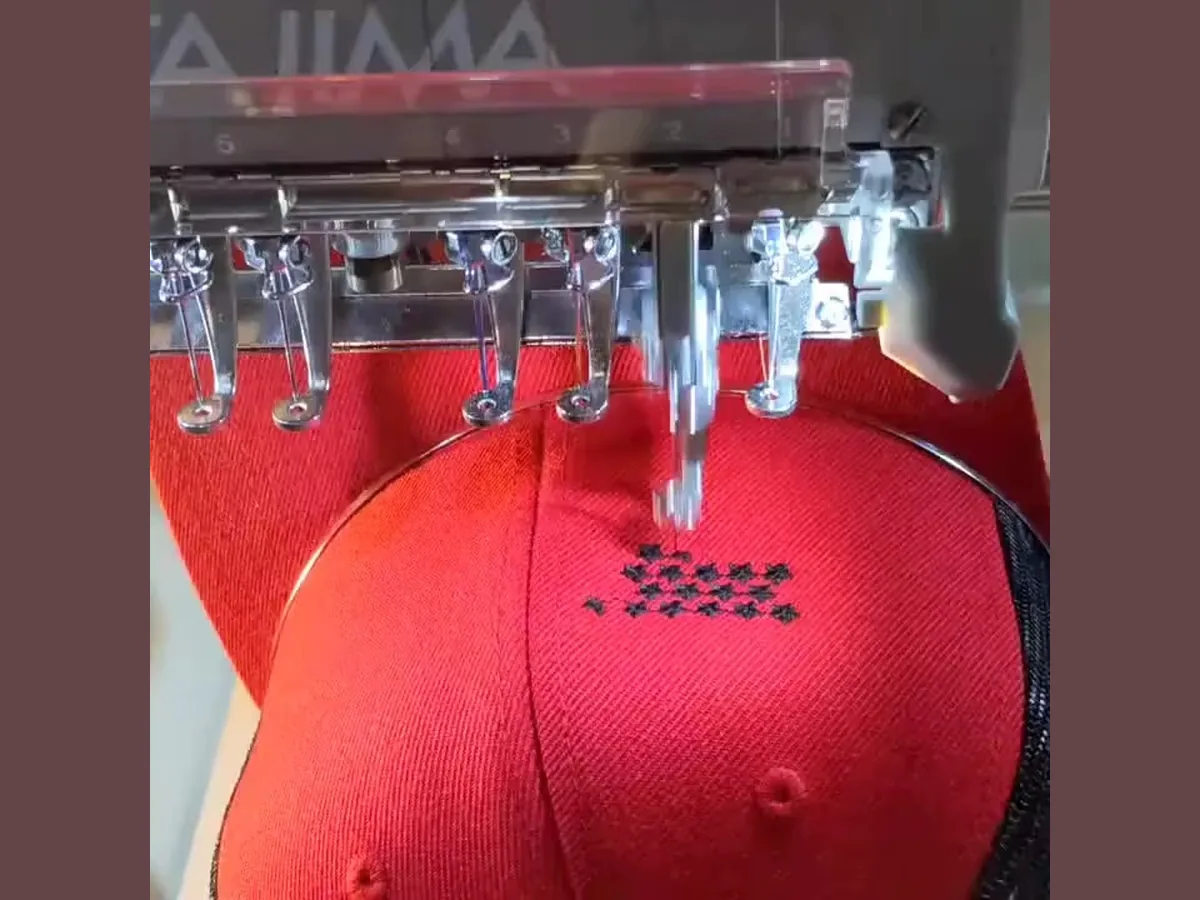 Flat embroidery logo on custom hats