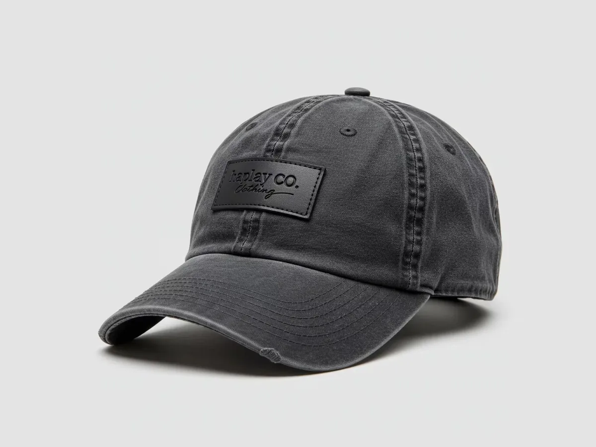 Custom leather patch hats with debossed leather patch