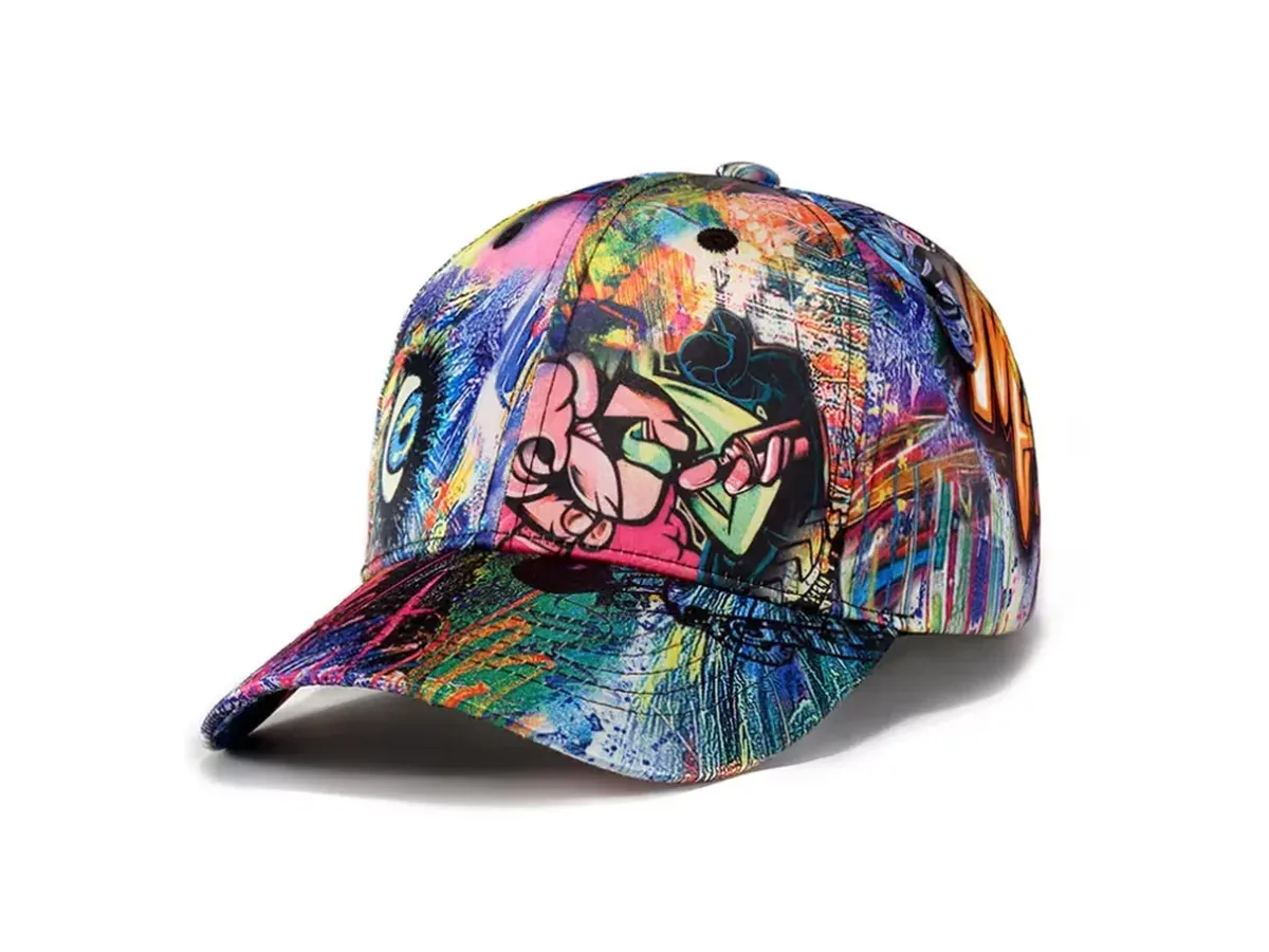 Sublimation all-over print on a custom 5-panel cap
