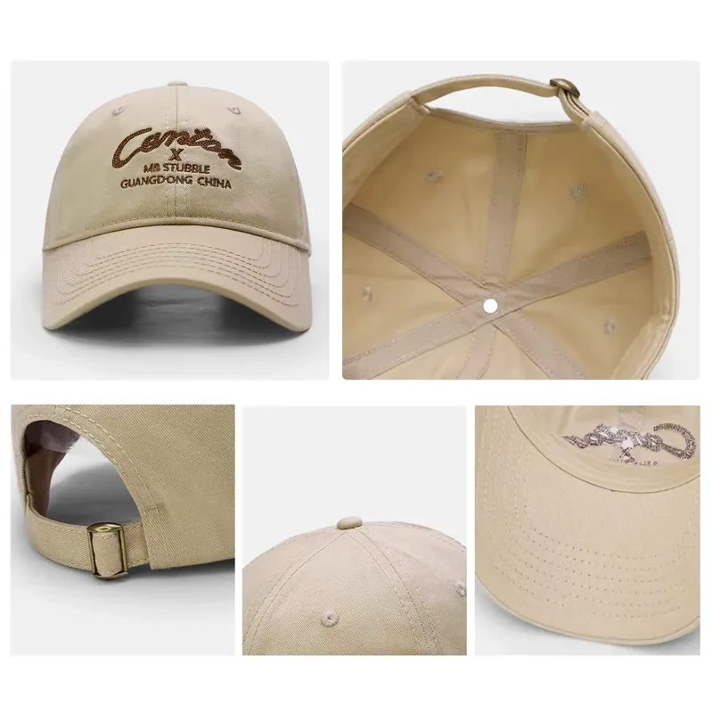 Detail of embroidered logo on a custom fitted hat