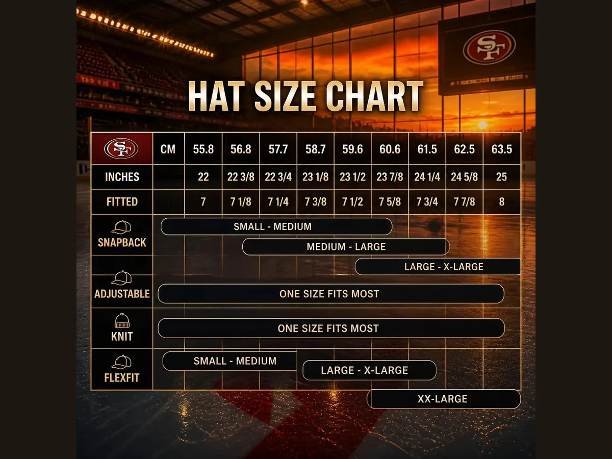 Cap size chart for custom hats