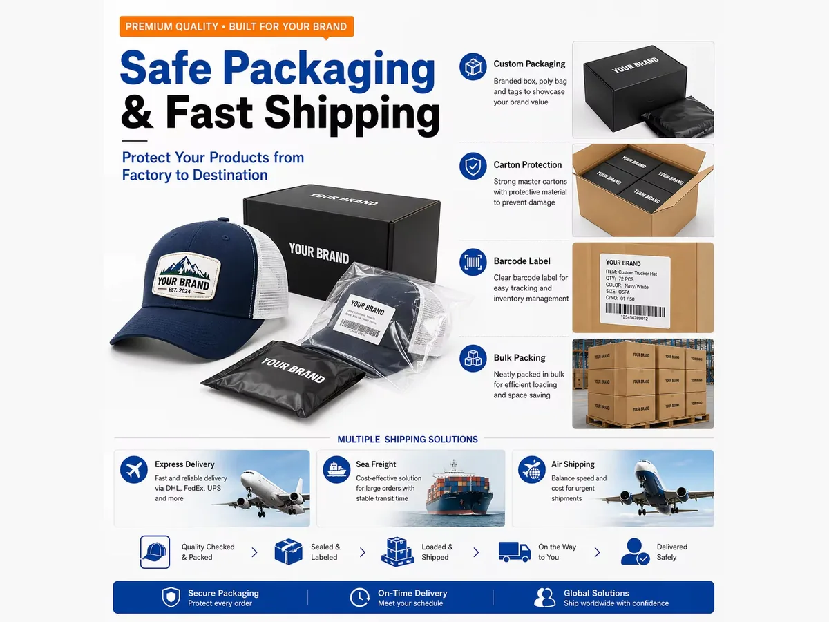 Packaging and shipping options for custom hat orders